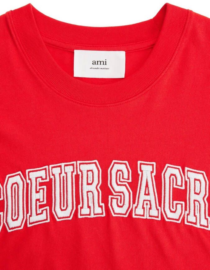 AMI Paris T-shirt met geborduurd logo Rood