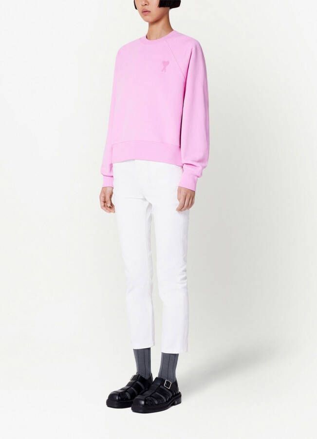 AMI Paris Sweater met tonaal logo Roze