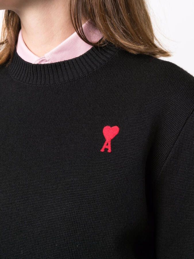 AMI Paris Trui met geborduurd logo Zwart