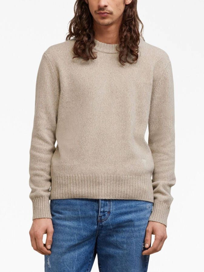 AMI Paris Trui met geborduurd logo Beige