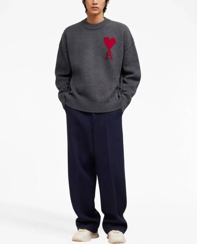 AMI Paris Trui met intarsia-logo Grijs