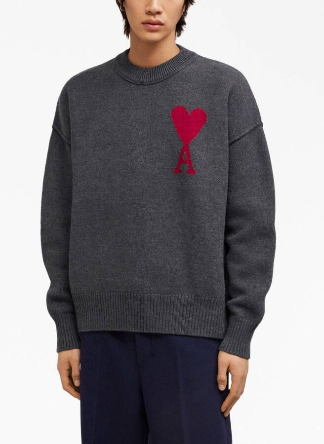 AMI Paris Trui met intarsia-logo Grijs