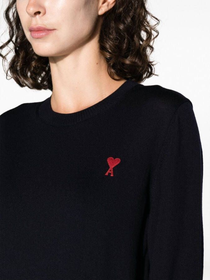 AMI Paris Trui van merinowol met ronde hals Blauw