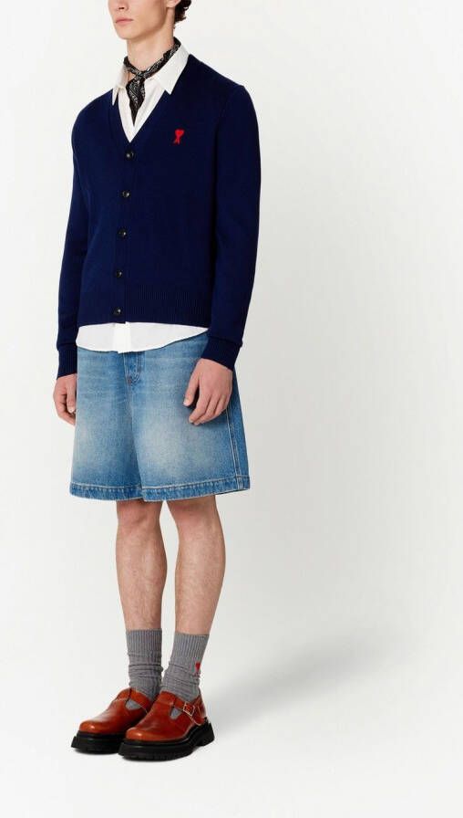 AMI Paris Vest met geborduurd logo Blauw