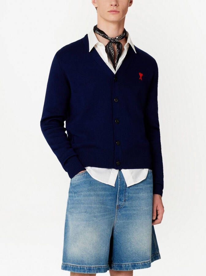 AMI Paris Vest met geborduurd logo Blauw