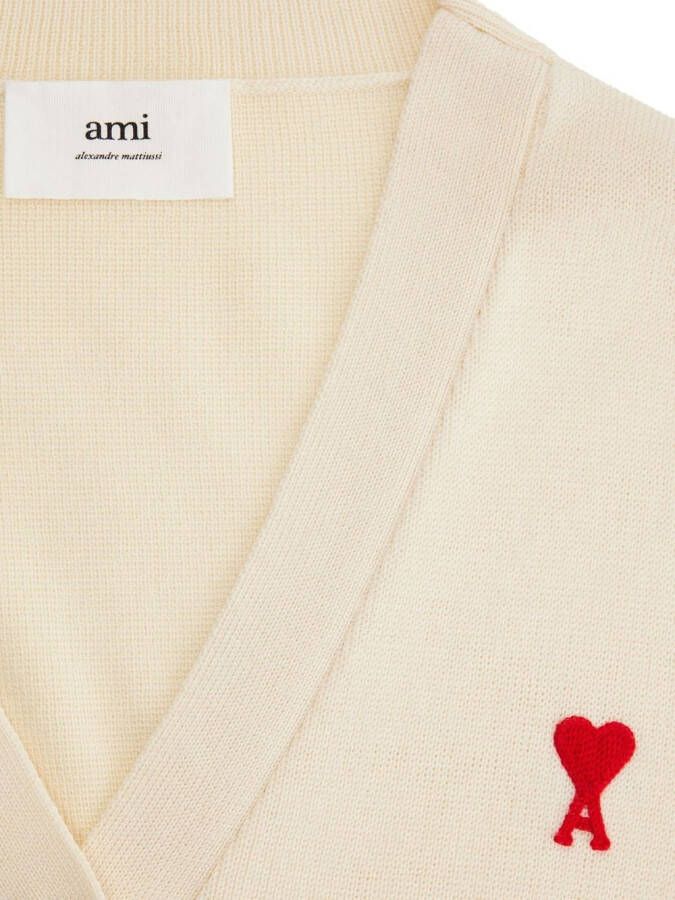 AMI Paris Vest met logo Beige