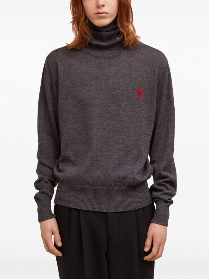 AMI Paris Wollen trui met logo Grijs