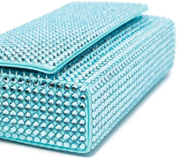 Amina Muaddi Superamini Paloma clutch met kristallen Blauw
