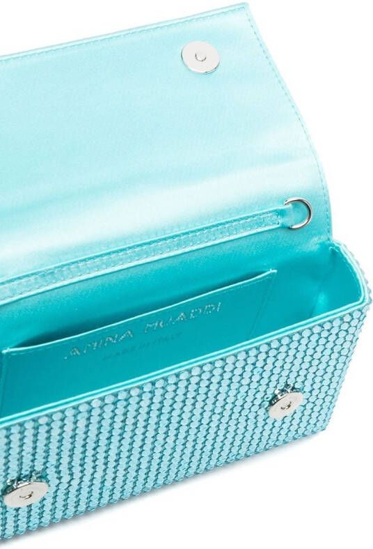 Amina Muaddi Superamini Paloma clutch met kristallen Blauw