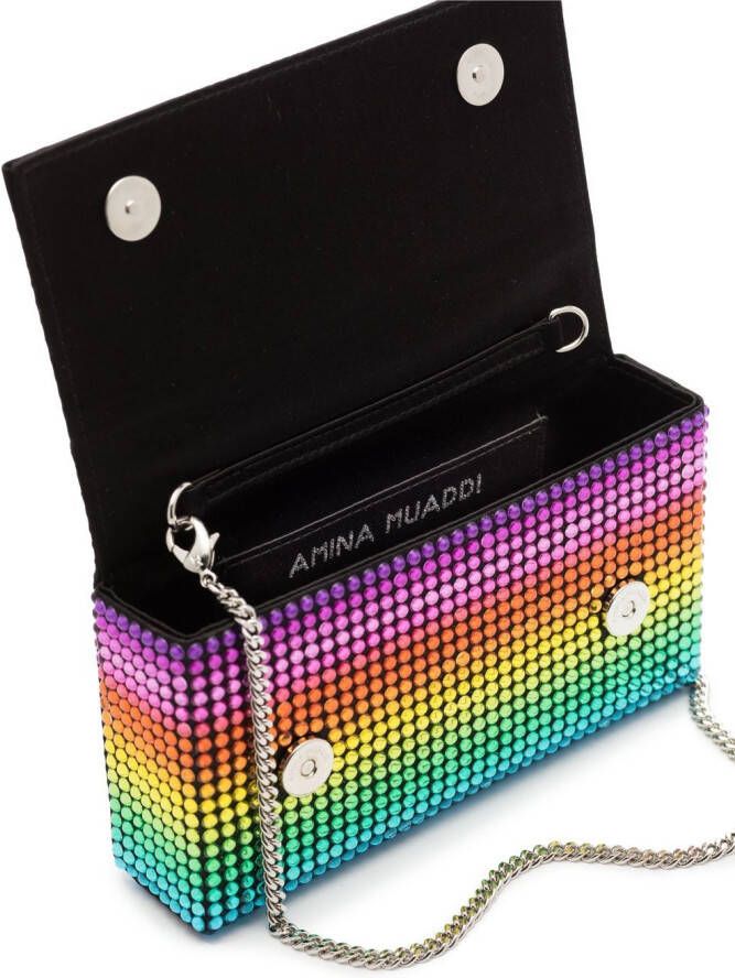 Amina Muaddi Paloma clutch verfraaid met kristallen Geel