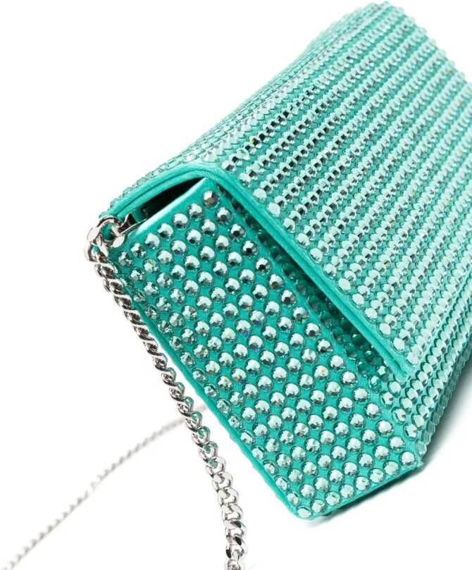 Amina Muaddi Paloma clutch verfraaid met kristallen Groen