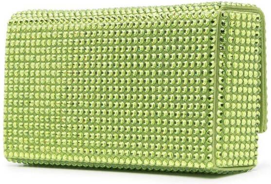 Amina Muaddi Superamini Paloma clutch met kristallen Groen
