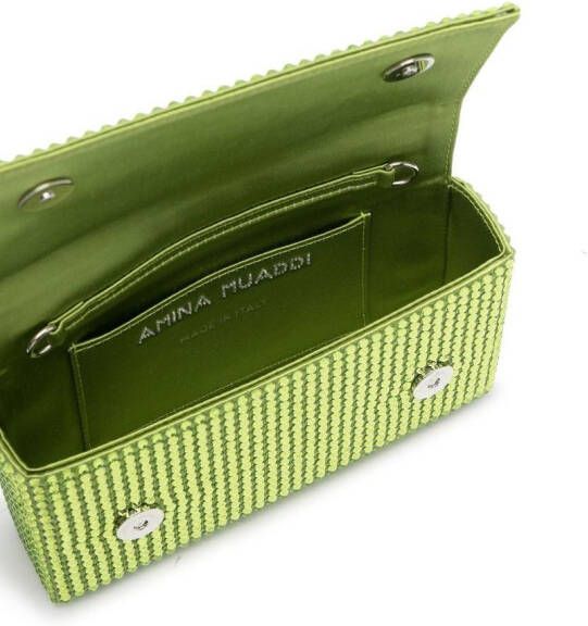 Amina Muaddi Superamini Paloma clutch met kristallen Groen