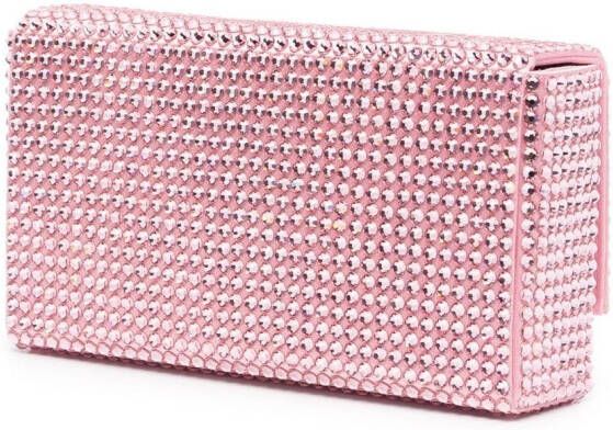 Amina Muaddi Superamini Paloma clutch met kristallen Roze