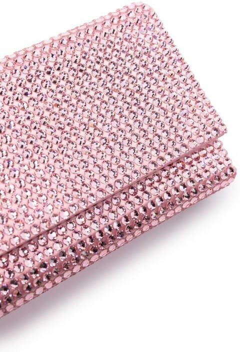 Amina Muaddi Superamini Paloma clutch met kristallen Roze