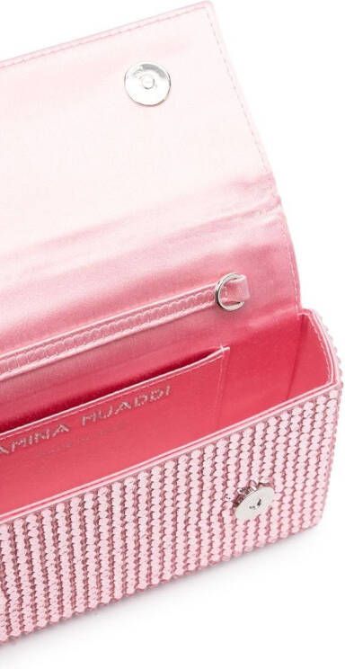 Amina Muaddi Superamini Paloma clutch met kristallen Roze