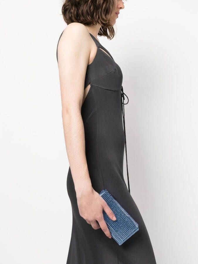 Amina Muaddi Superamini Paloma clutch met kristallen Blauw