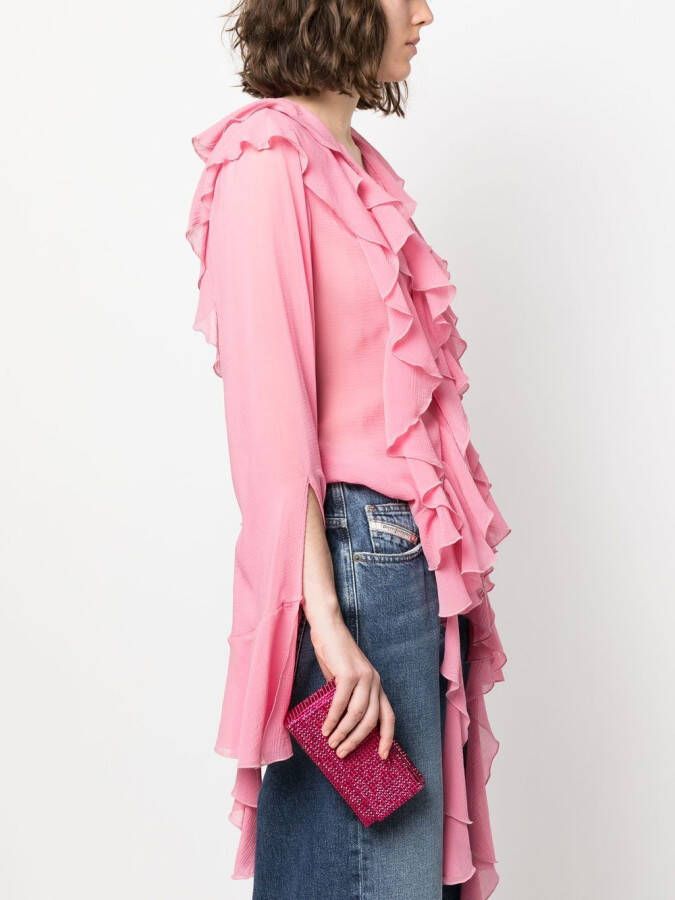 Amina Muaddi Paloma clutch verfraaid met kristallen Roze
