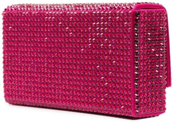 Amina Muaddi Paloma clutch verfraaid met kristallen Roze