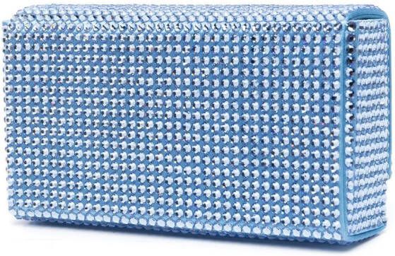 Amina Muaddi Superamini Paloma clutch met kristallen Blauw