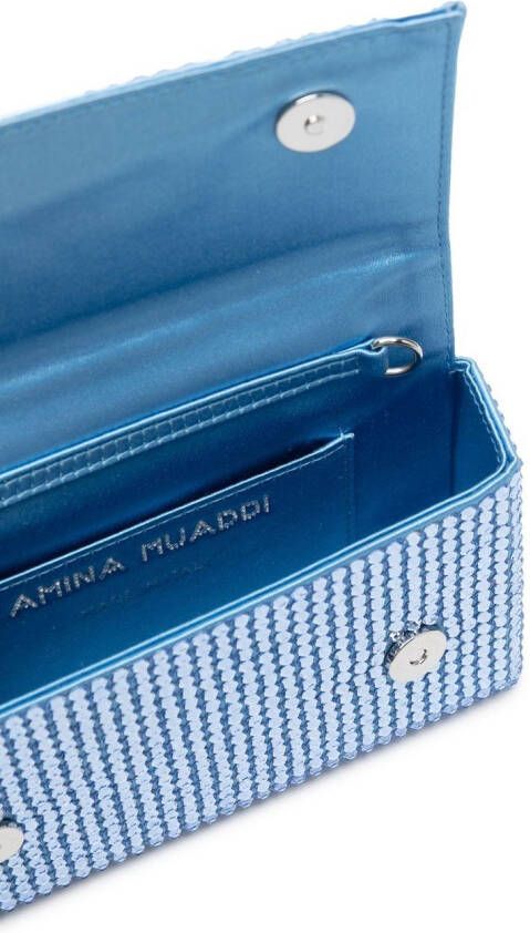 Amina Muaddi Superamini Paloma clutch met kristallen Blauw