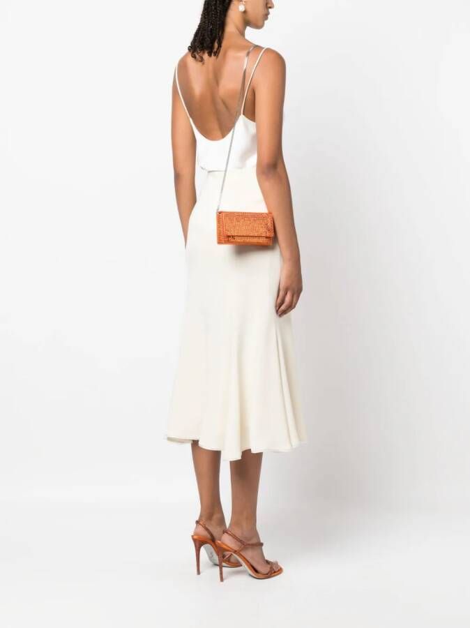 Amina Muaddi Superamini Paloma clutch met kristallen Oranje
