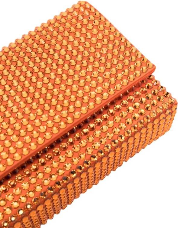 Amina Muaddi Superamini Paloma clutch met kristallen Oranje