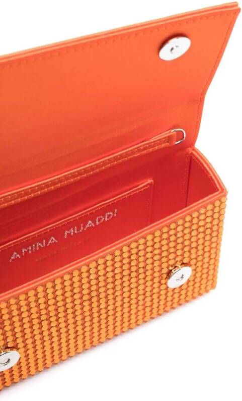 Amina Muaddi Superamini Paloma clutch met kristallen Oranje