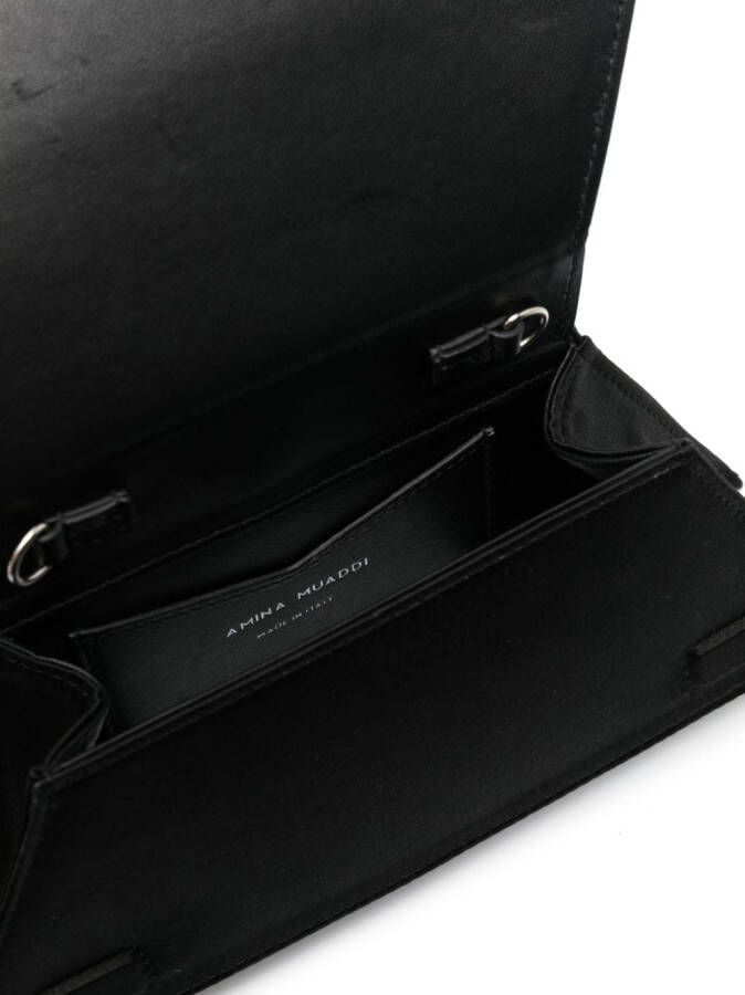 Amina Muaddi Superamini Yigit verfraaide clutch Zwart