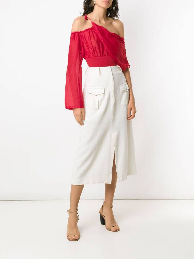 Amir Slama Asymmetrische bodysuit Rood