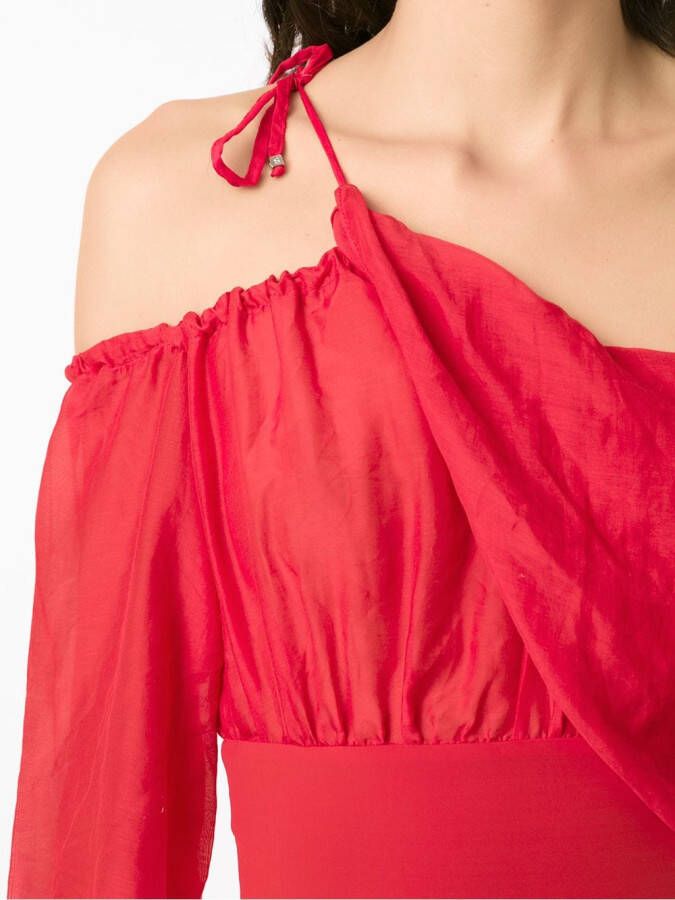 Amir Slama Asymmetrische bodysuit Rood