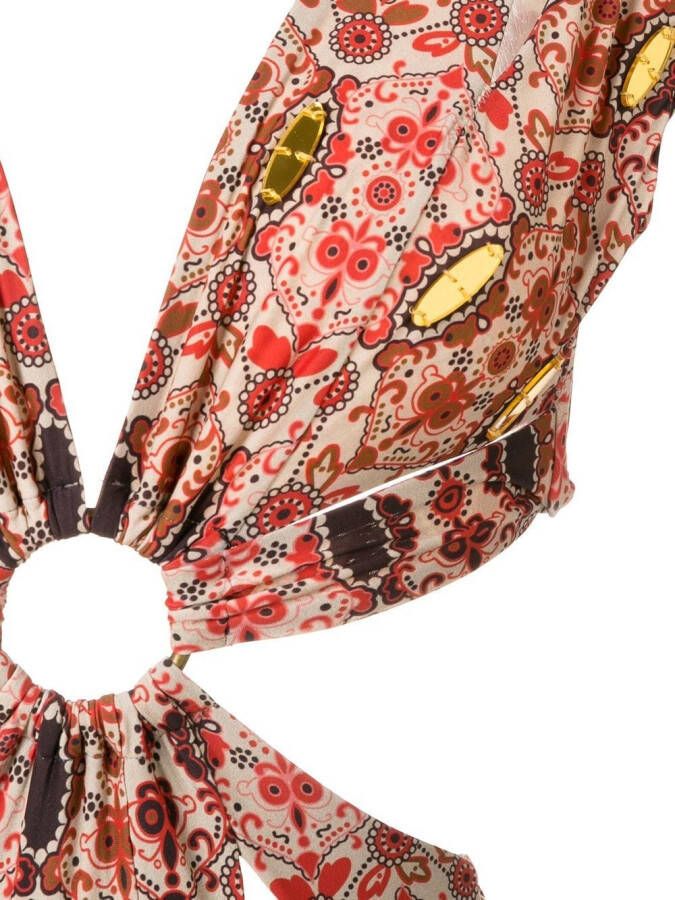 Amir Slama Badpak met bloemenprint Rood