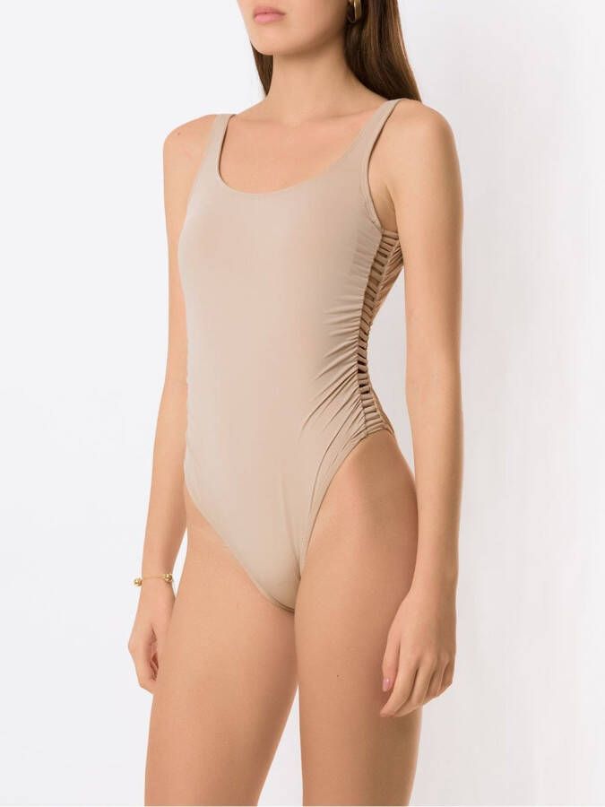 Amir Slama Uitgesneden badpak Beige