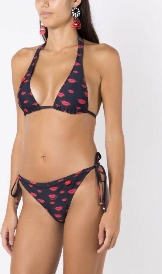 Amir Slama Bikini met all-over print Zwart