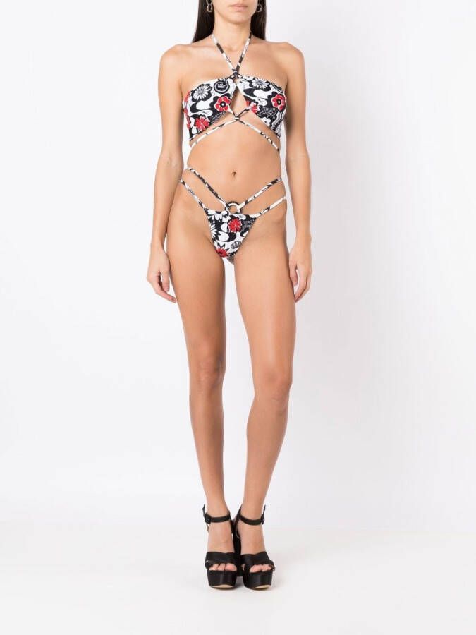 Amir Slama Bikini met bloemenprint Zwart