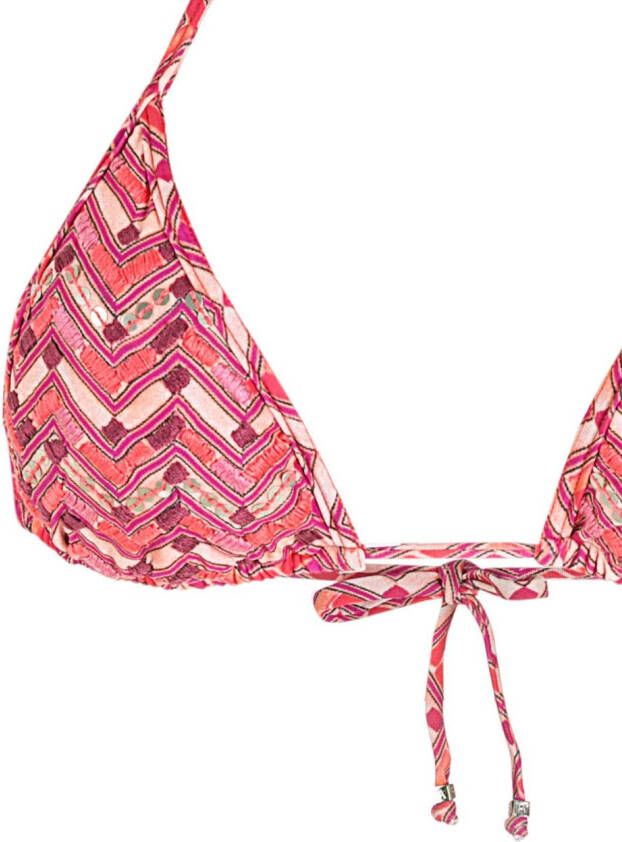 Amir Slama Bikini met chevron streep Roze