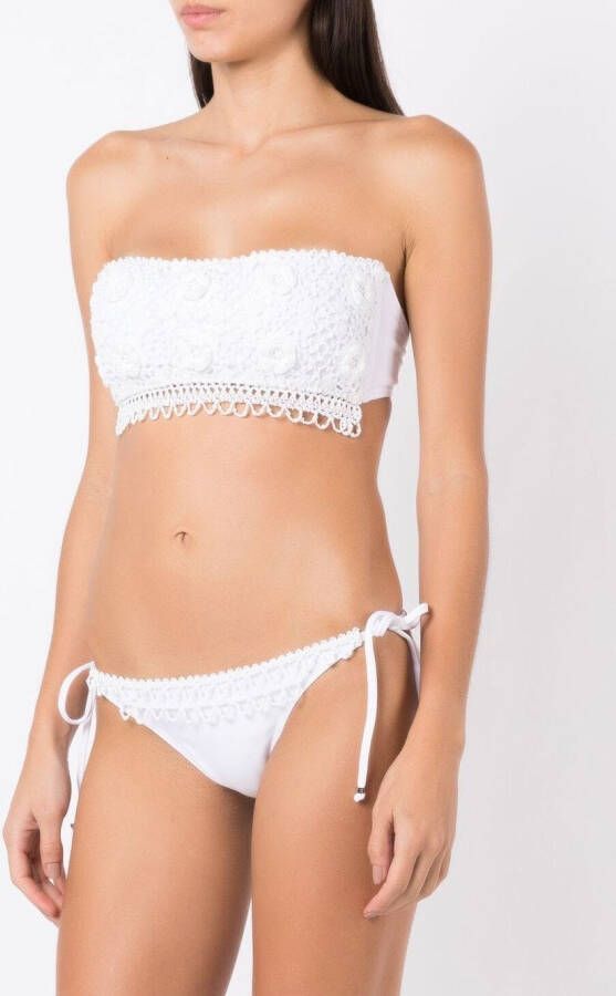 Amir Slama Bikini met geborduurde bloemen Wit
