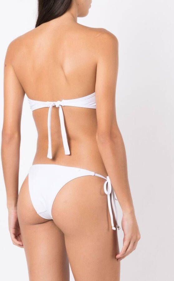 Amir Slama Bikini met geborduurde bloemen Wit