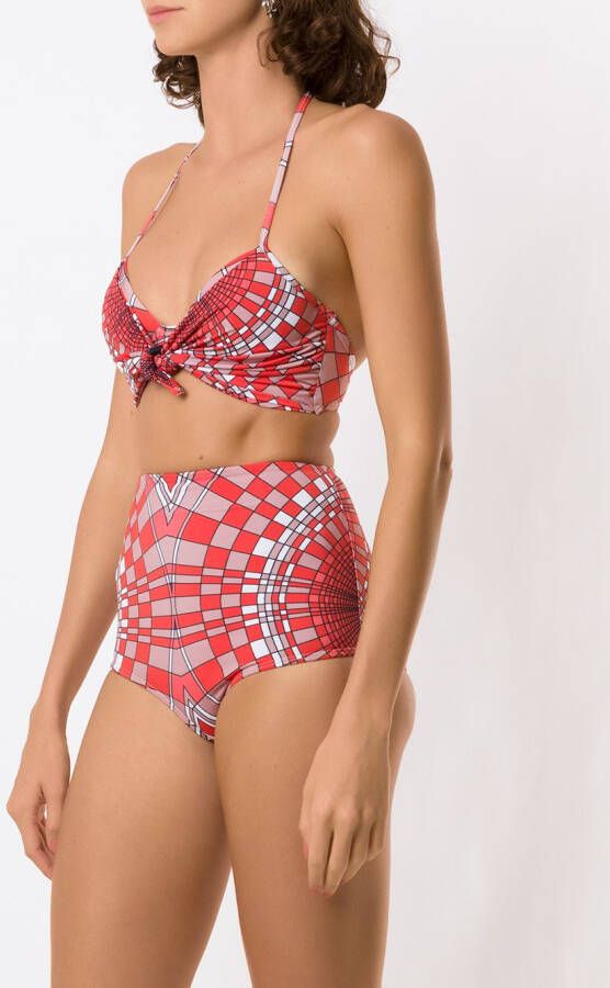Amir Slama Bikini met geometrische print Rood