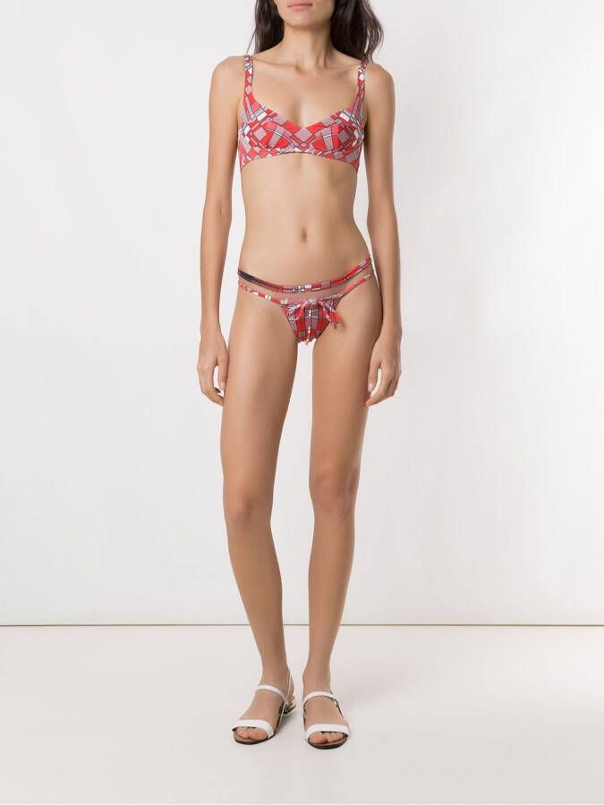 Amir Slama Bikini met geometrische print Rood