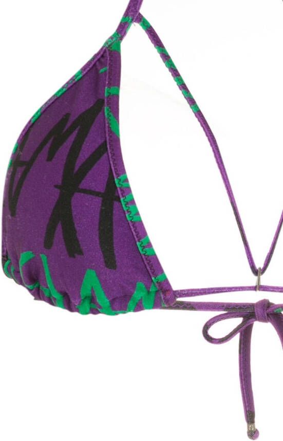 Amir Slama Bikini met graffiti-print Paars