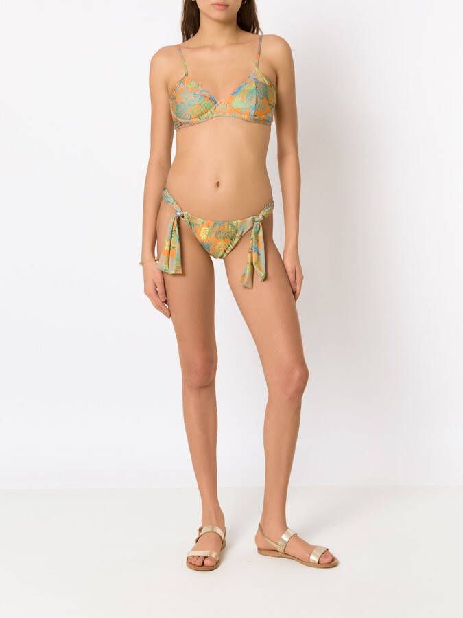 Amir Slama Bikini met palmblad print Oranje