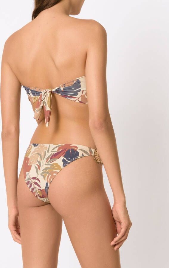 Amir Slama Bikini met palmbladprint Beige