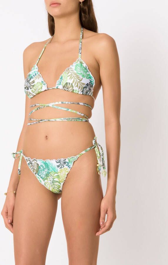 Amir Slama Bikini met palmbladprint Groen