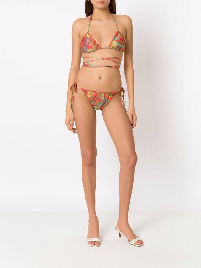 Amir Slama Bikini met palmbladprint Rood