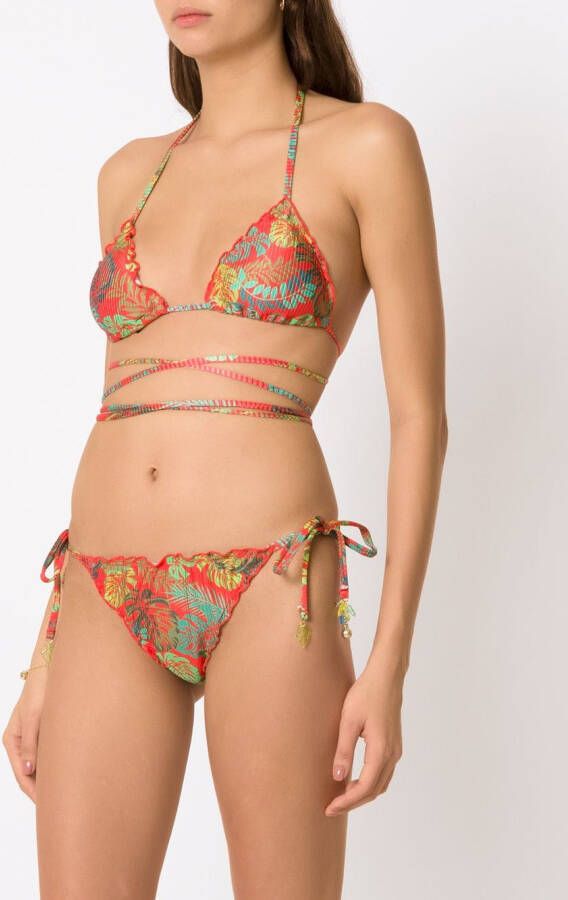 Amir Slama Bikini met palmbladprint Rood