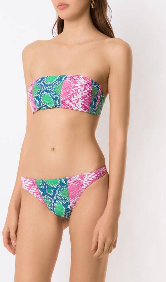 Amir Slama Bikini met slangenhuidprint Groen