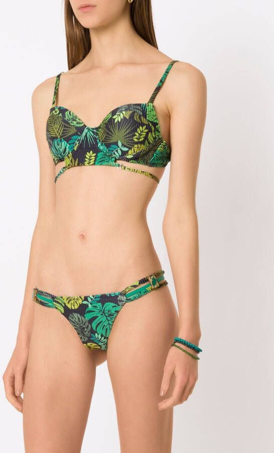 Amir Slama Bikini met tropisch print Groen