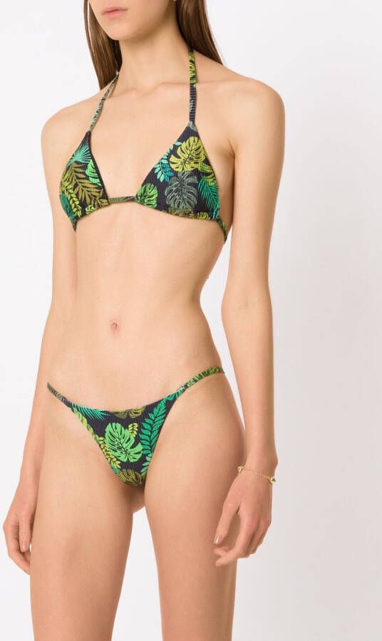 Amir Slama Bikini met tropische print Groen