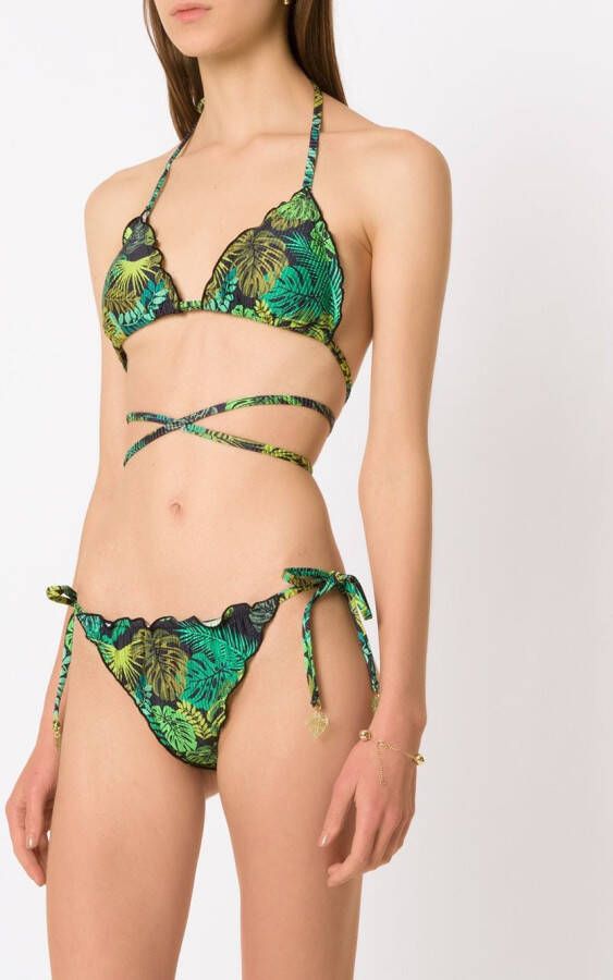 Amir Slama Bikini met tropische print Groen